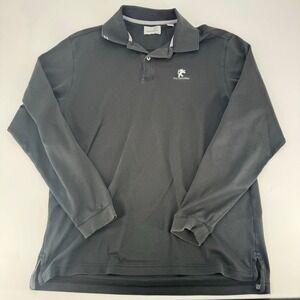 Ashworth Mens Black Long Sleeve Polo Shirt The National Golf Club Logo Size M